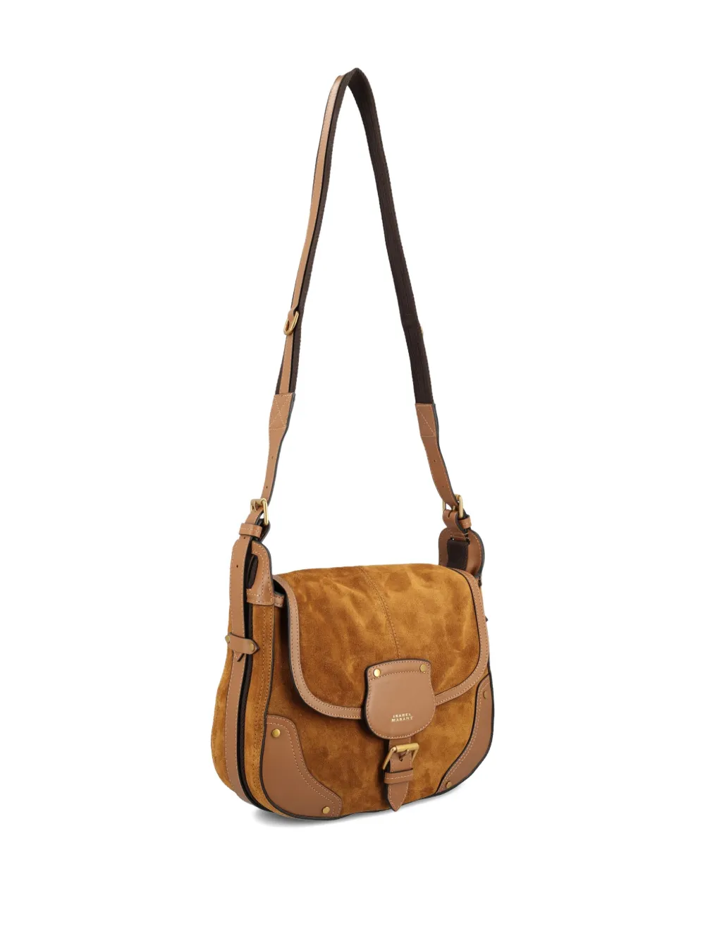 Isabel Marant Sierra Buckle-fastening Suede Cross Body Bag In Brown