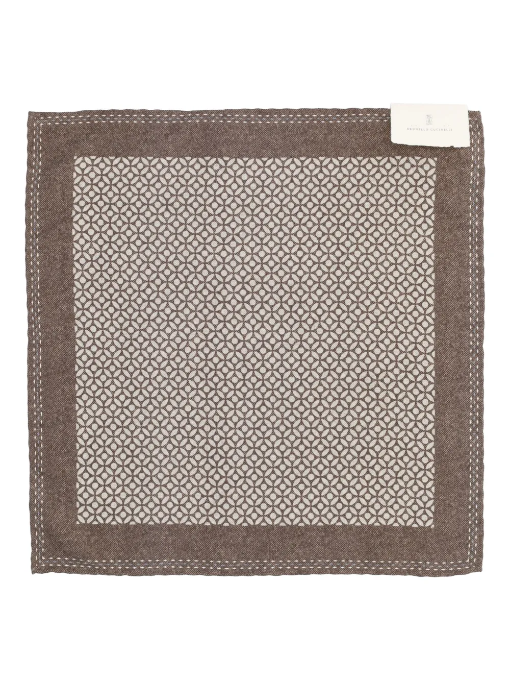 Brunello Cucinelli Fazzoletto da taschino con stampa geometrica - Marrone