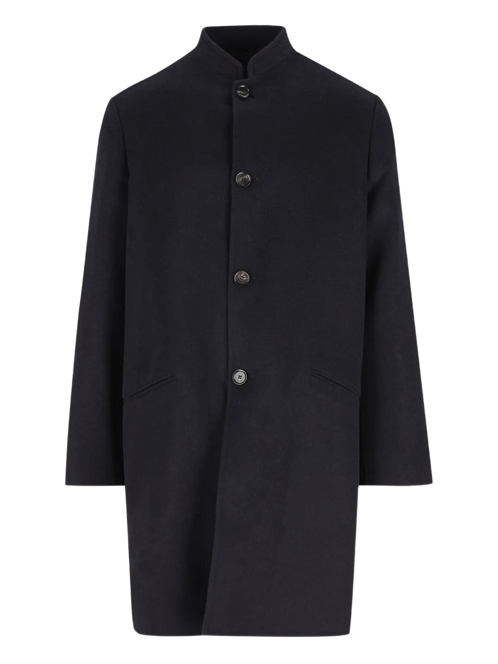 Loro Piana Mandarin-collar Cashmere Coat In Blue