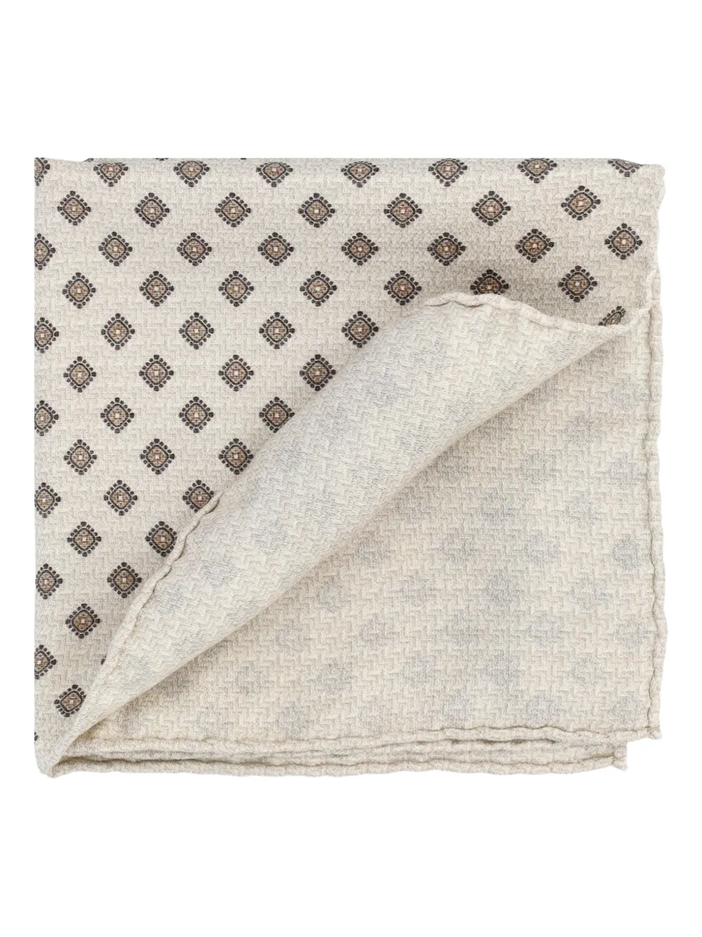 Brunello Cucinelli Zijden pochet met geometrisch patroon - Beige