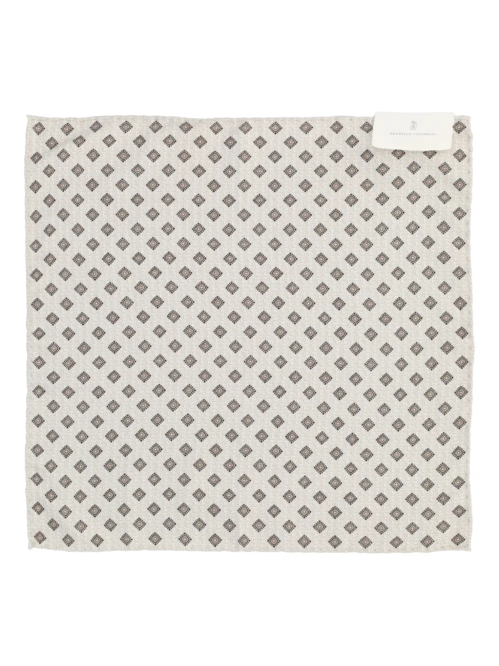 Brunello Cucinelli Geometric-pattern Silk Pocket Square In White