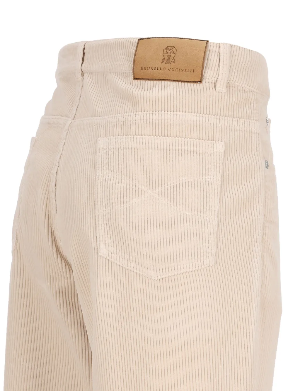 Brunello Cucinelli Ribfluwelen broek met vijf zakken Beige