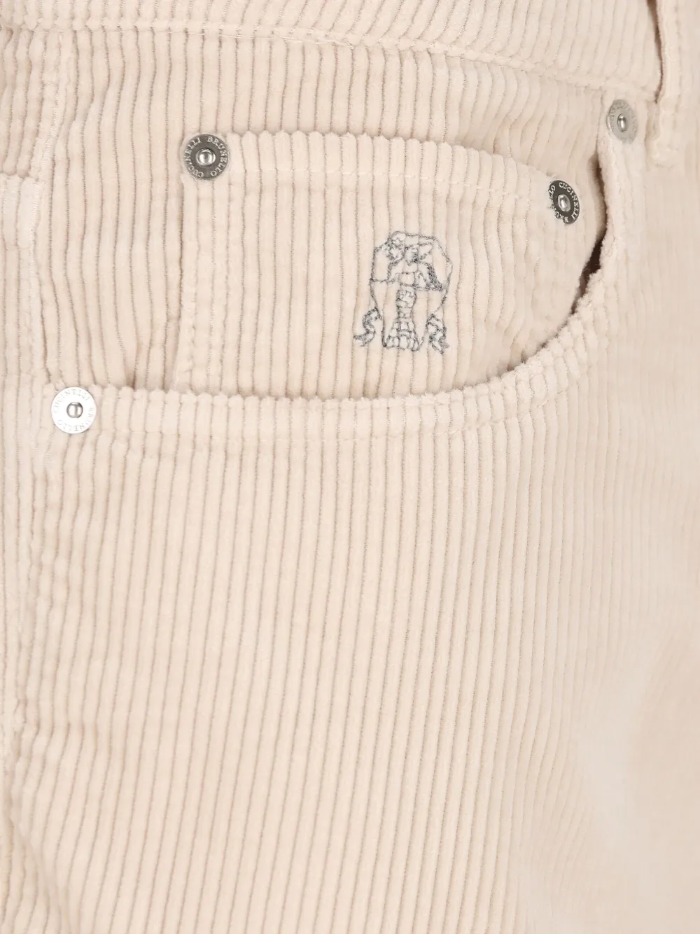 Brunello Cucinelli Ribfluwelen broek met vijf zakken Beige