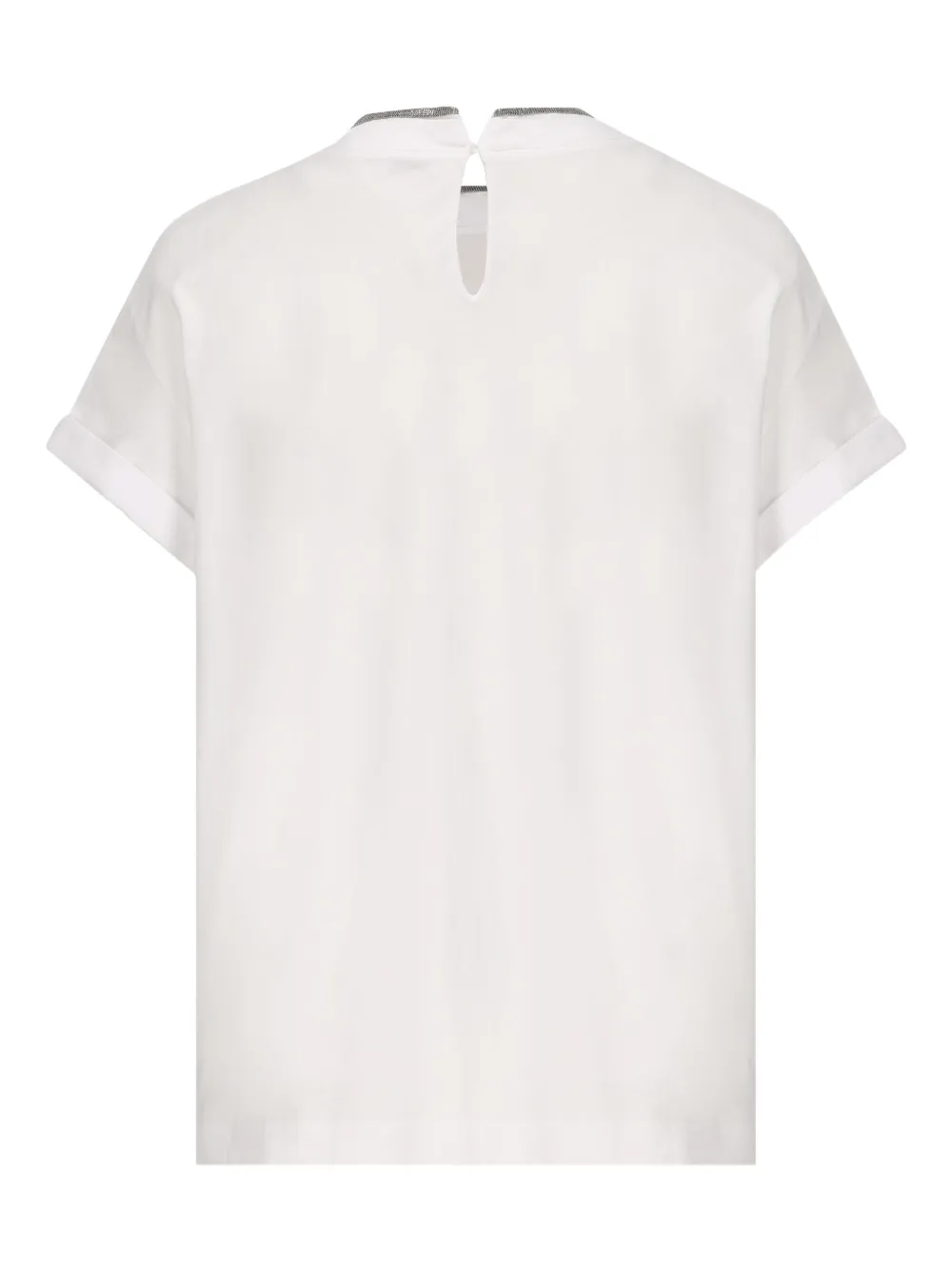 Brunello Cucinelli Jewel-embellished Neckline Blouse In White