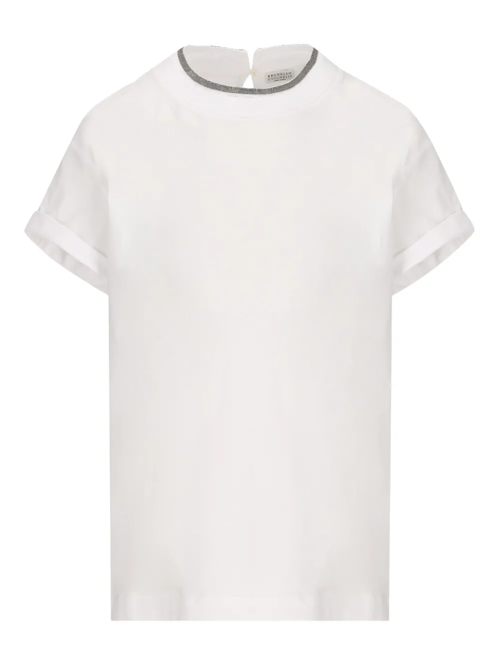 Brunello Cucinelli Jewel-embellished Neckline Blouse In White
