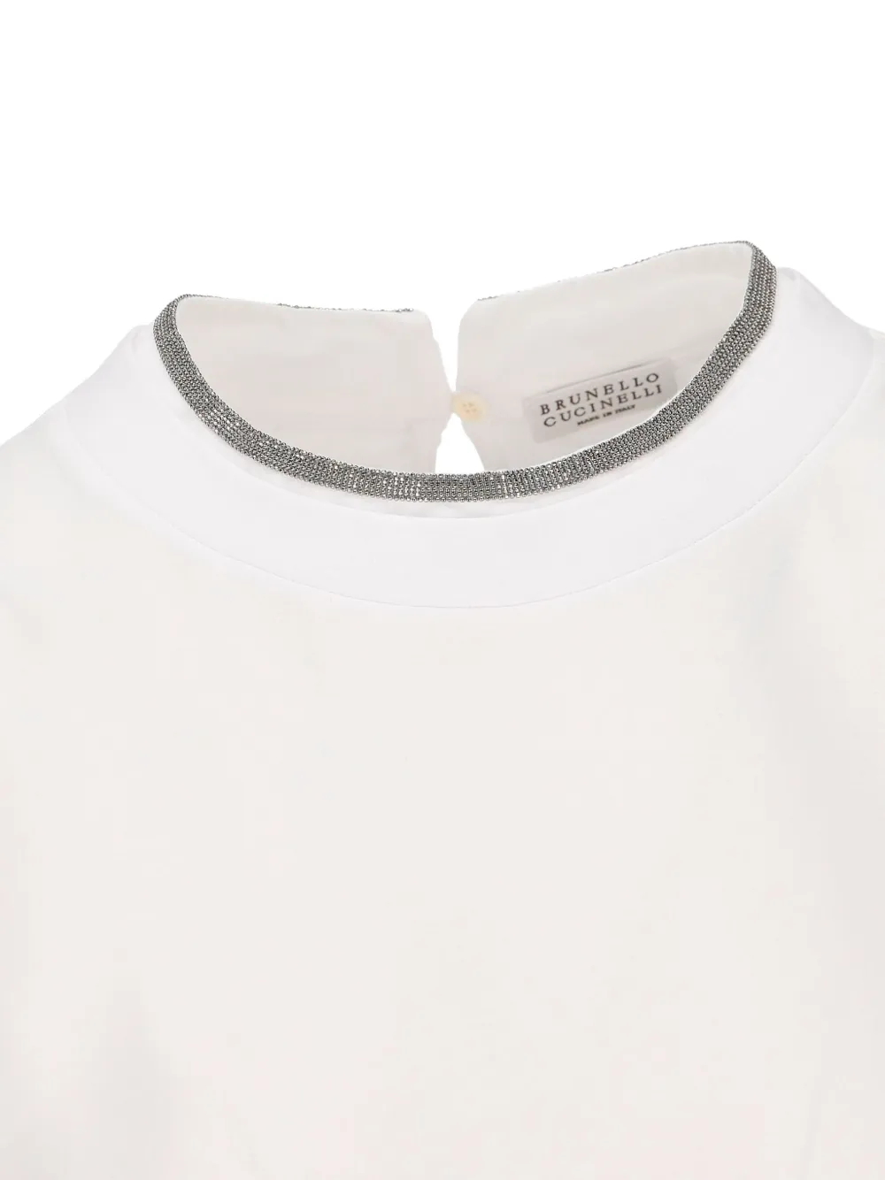 Brunello Cucinelli Jewel-embellished Neckline Blouse In White