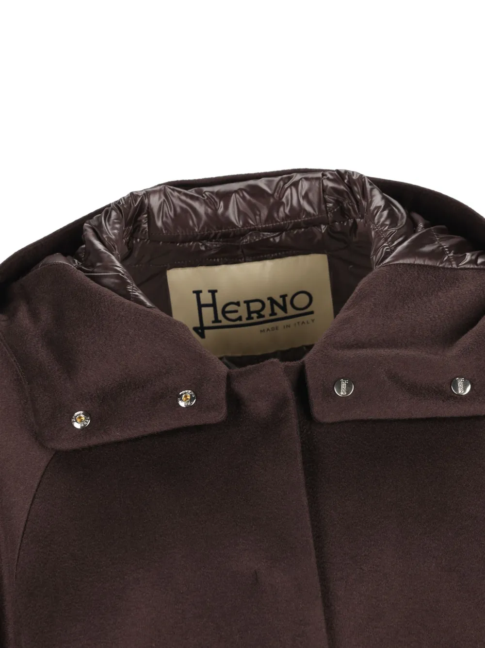 Herno Women Hood In Pure Cashmere And Ultralight Nylon In Brown