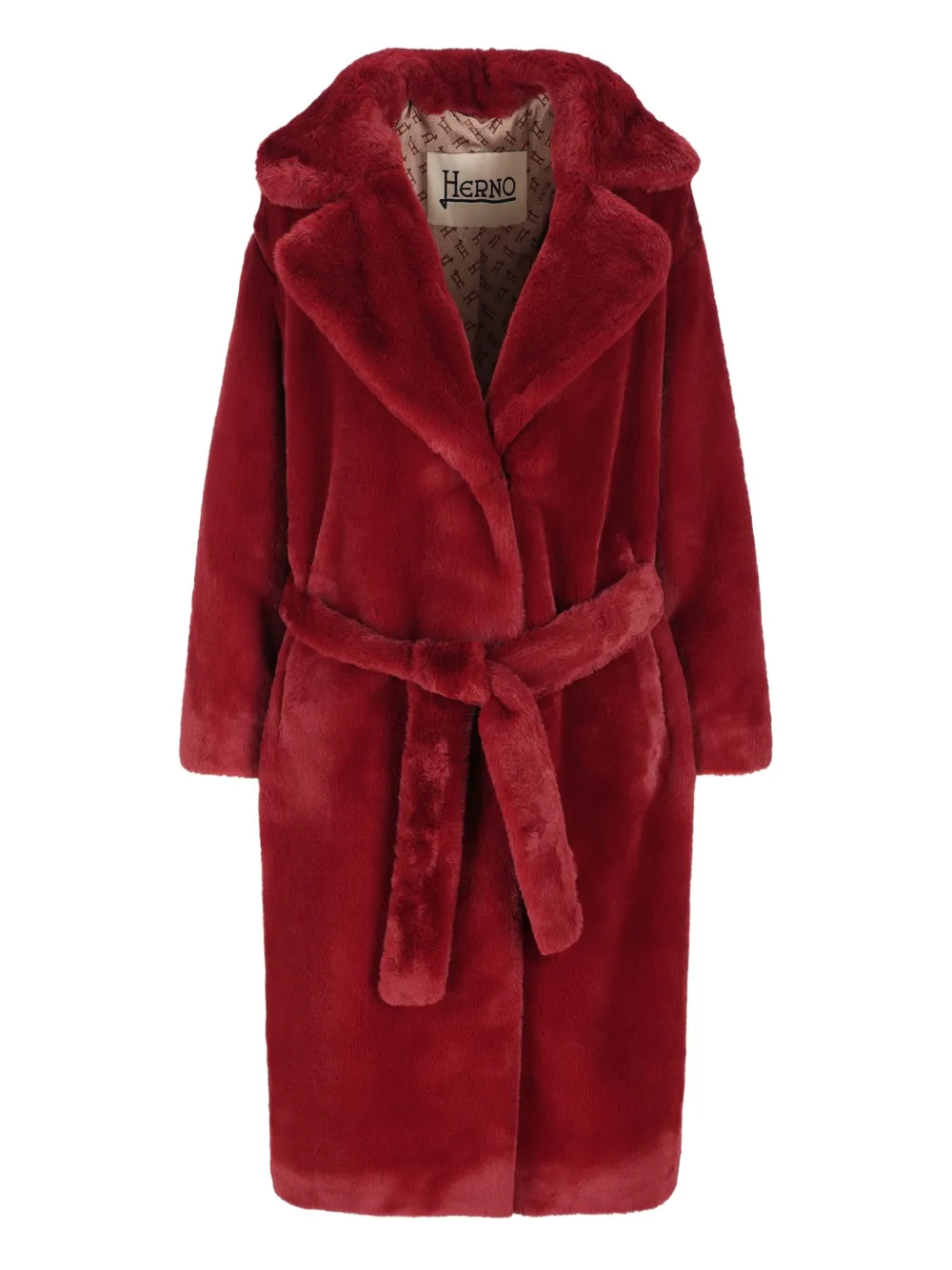 Herno belted faux-fur coat | Red | Image 1