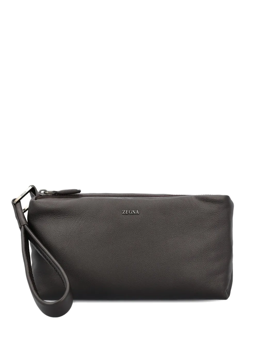 Zegna leather zip-fastening clutch bag | Grey | Image 1