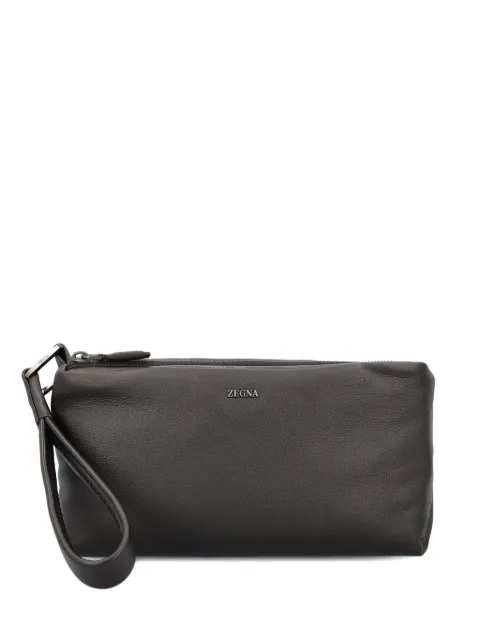Zegna leather zip-fastening clutch bag