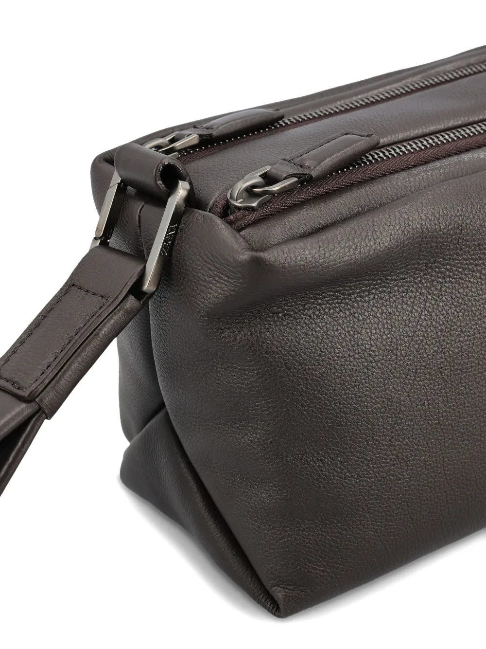 Zegna Leather Zip-fastening Clutch Bag In Gray