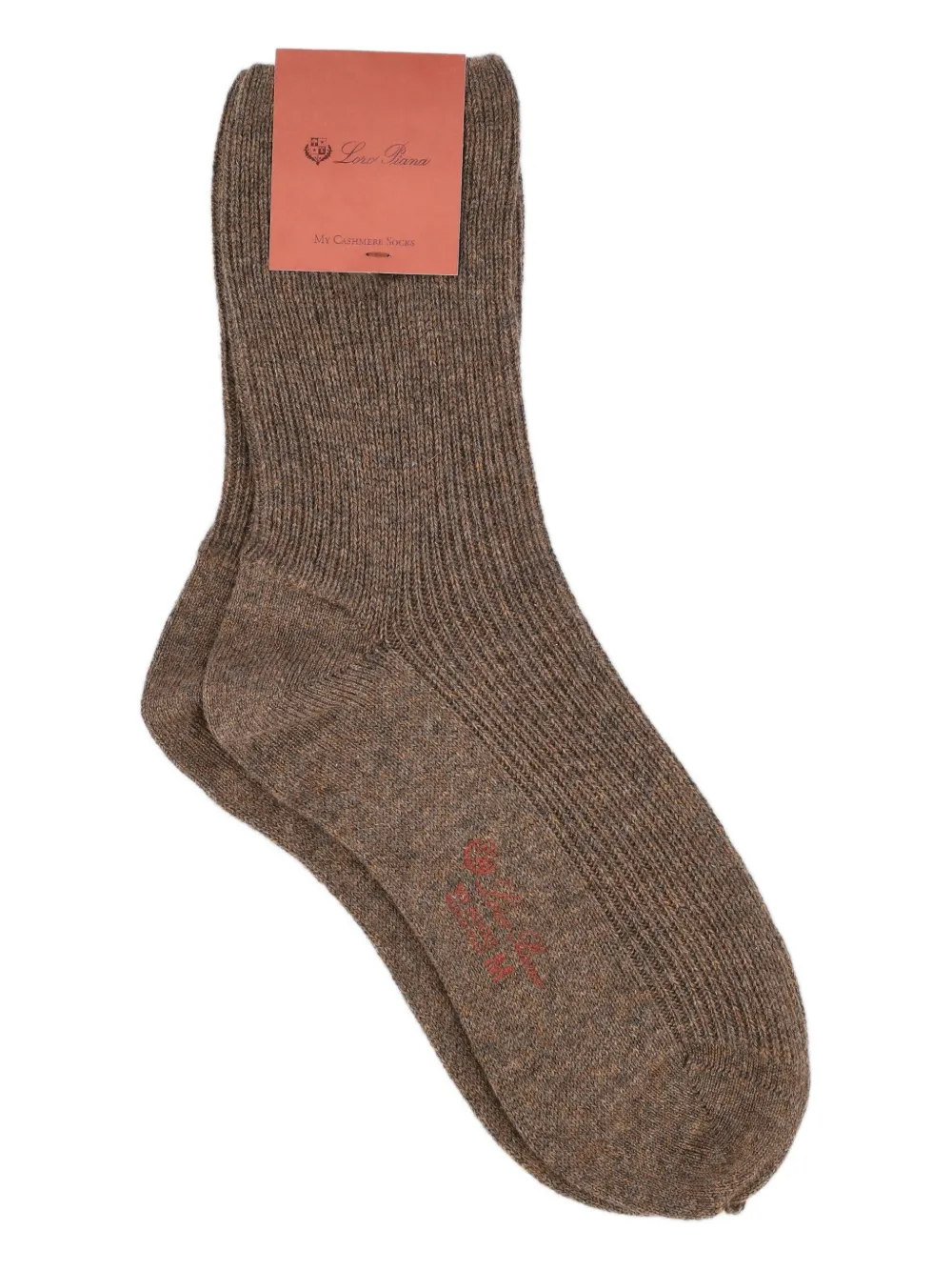 Loro Piana ribbed-knit cashmere socks | Brown | Image 1