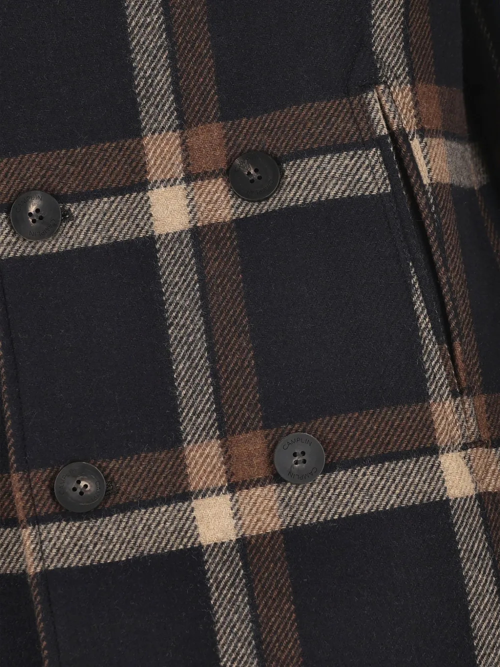 Camplin Geruite sailorjas met dubbele rij knopen Blauw