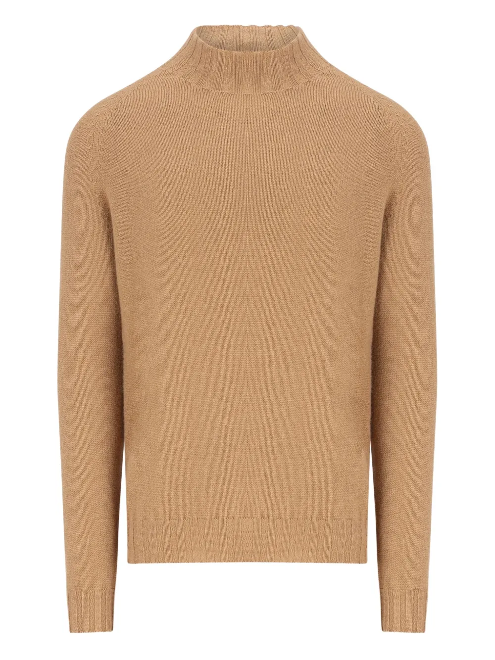 Tagliatore High-neck Ribbed Cashmere Sweater In Brown