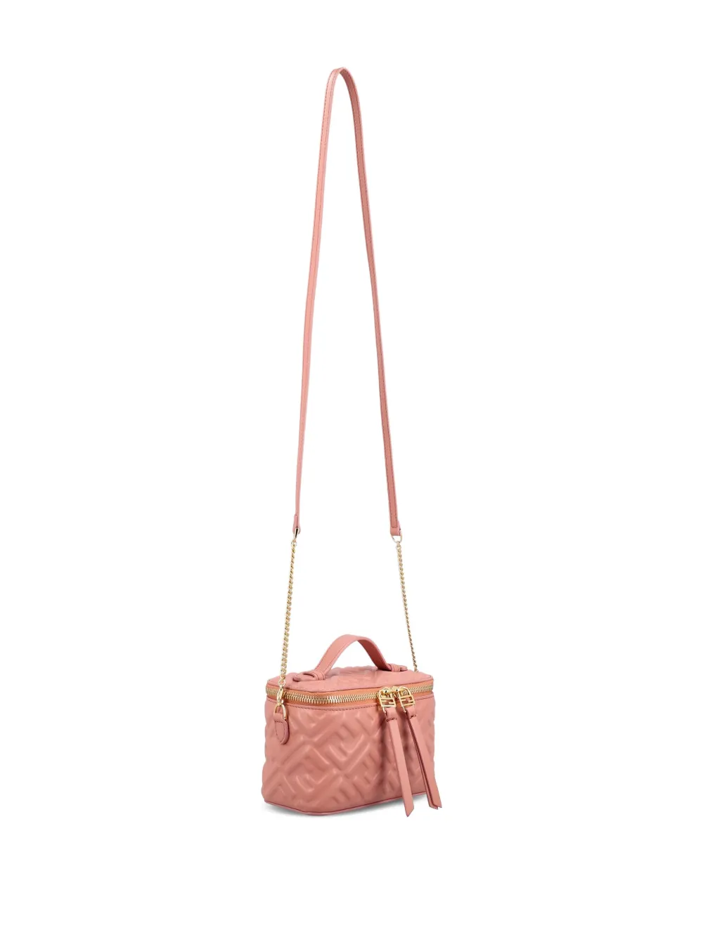 Fendi Ff-pattern Quilted Cross Body Bag In Pink