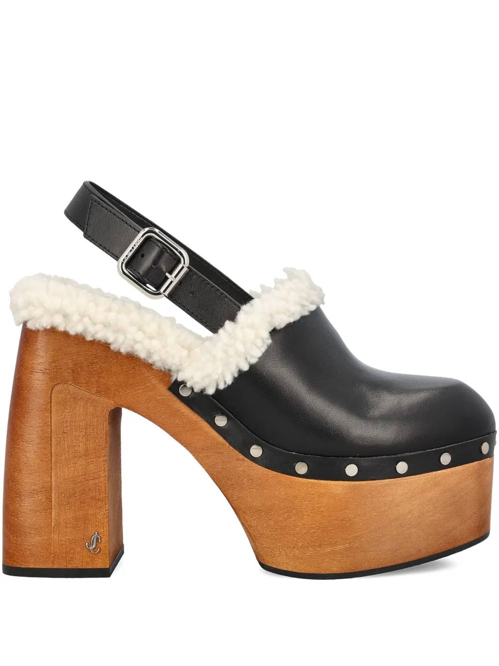 Jimmy Choo 135mm leather platform sheepskin sandals Black