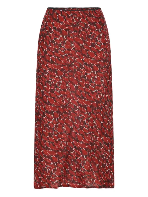 Saint Laurent falda de seda con estampado de lunares