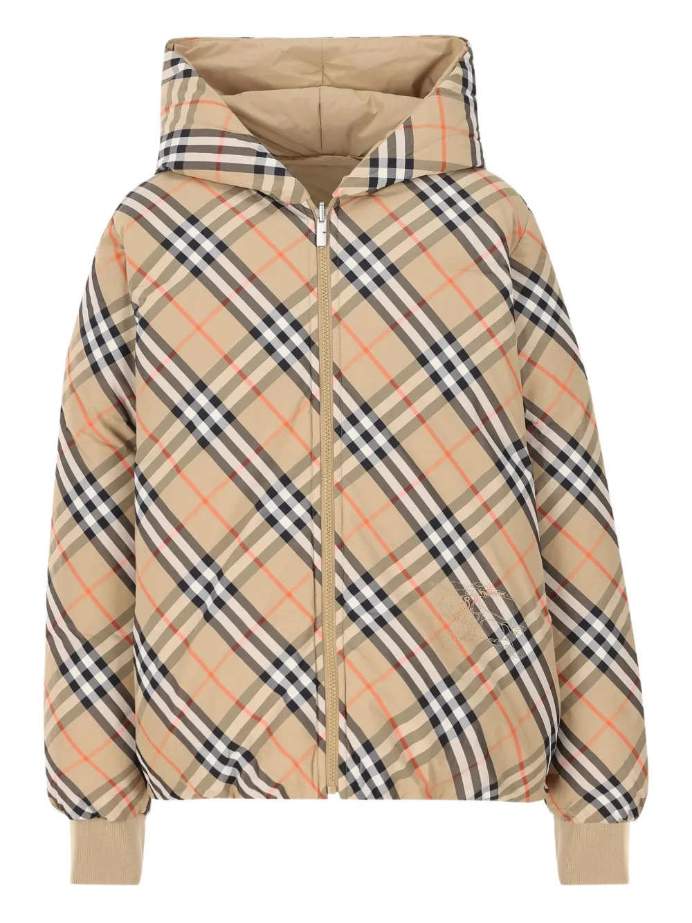 Burberry Kids check-pattern hooded jacket | Neutrals | Image 1