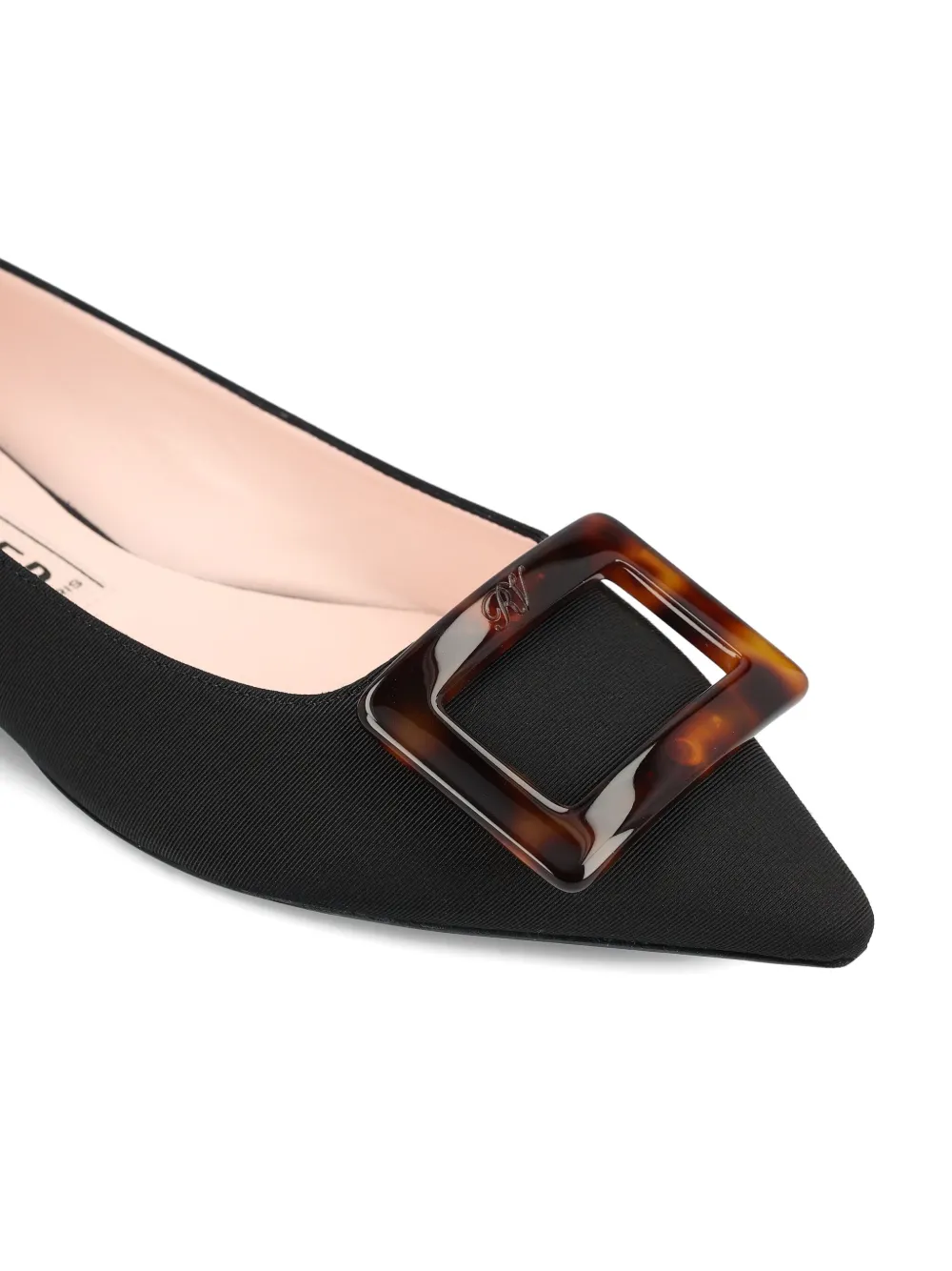 Buckle-Embellishment Pointed-Toe Flat Pumps