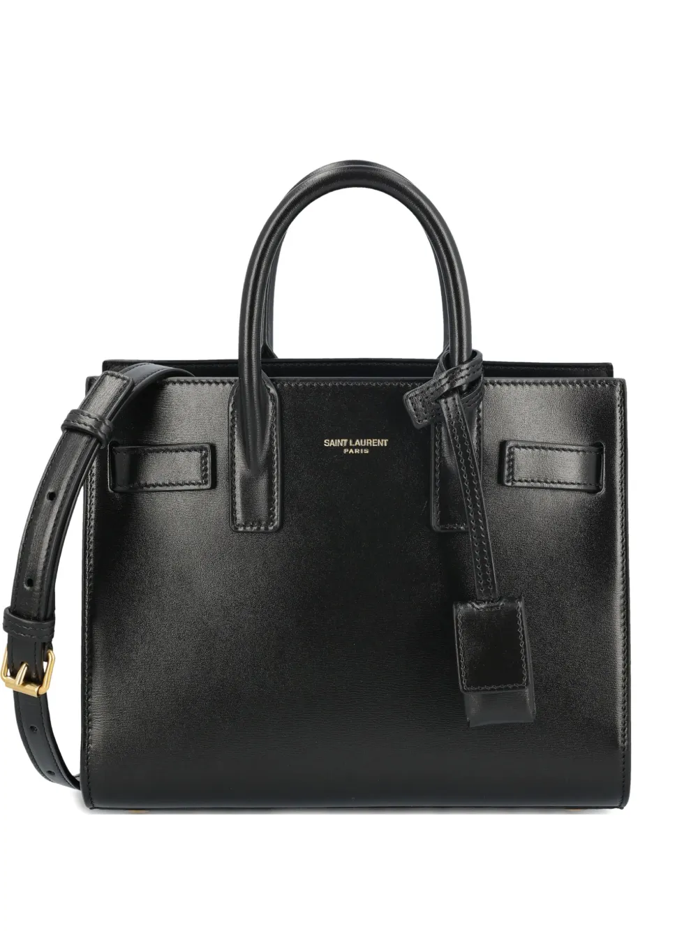 Saint Laurent Mini Sac De Jour Leather Tote Bag In Black