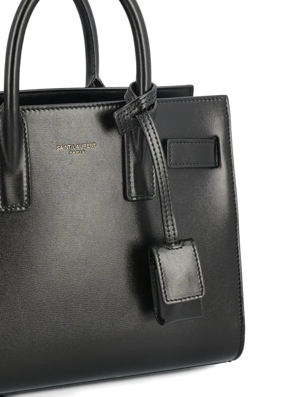 Saint Laurent Mini Sac De Jour Leather Tote Bag In Black