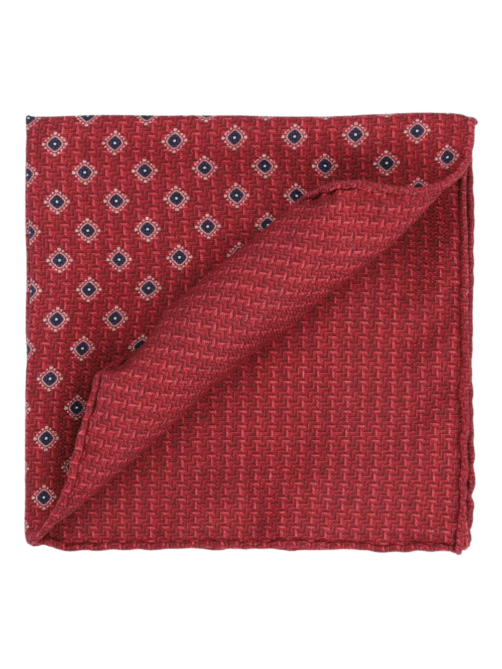 Brunello Cucinelli geometric-pattern silk pocket square - Rood