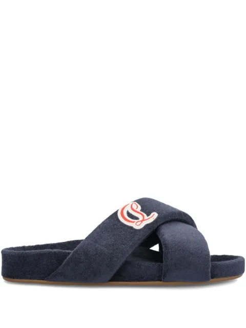 Christian Louboutin Bizzu cross-strap terrycloth slides