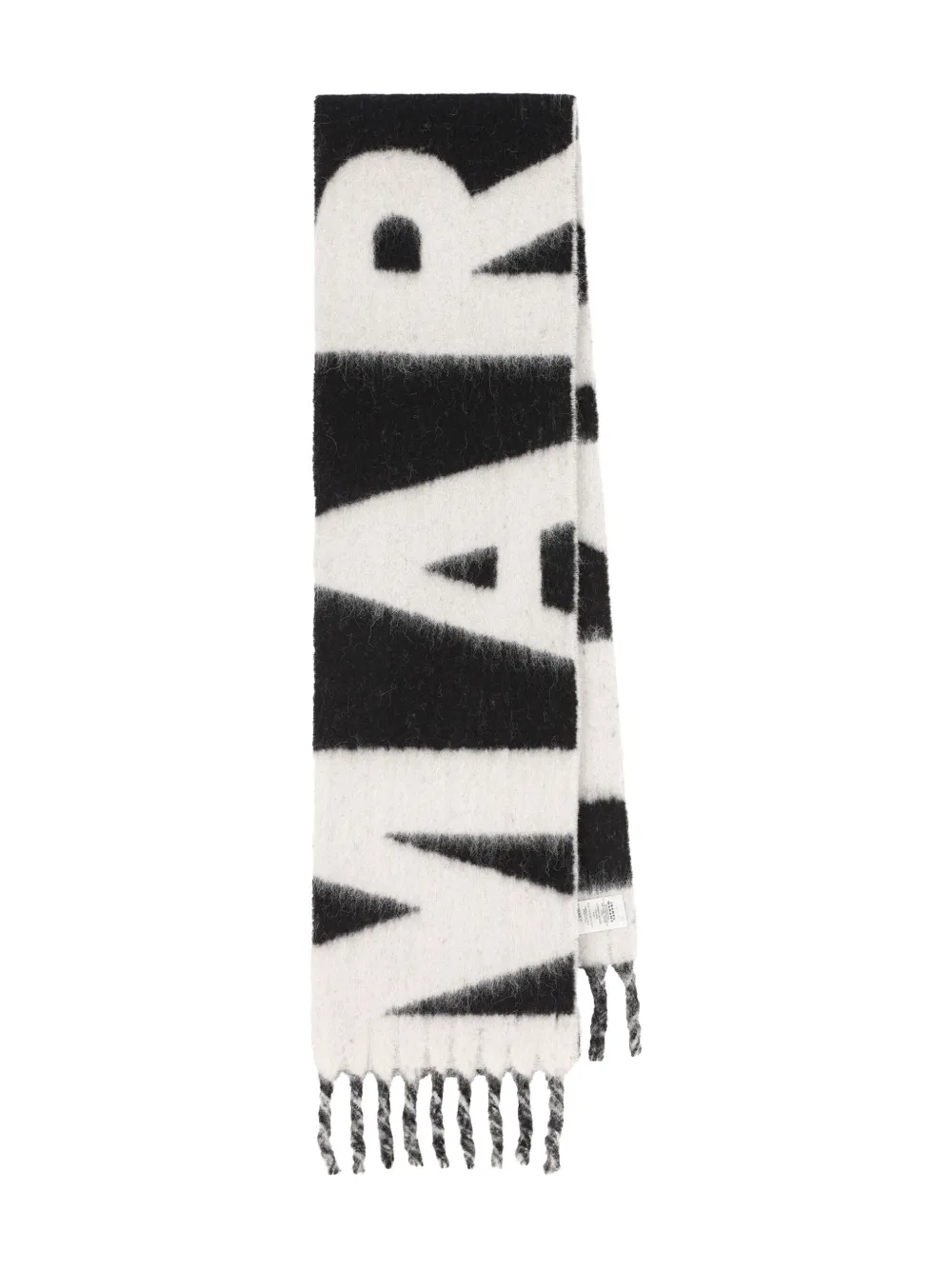 ISABEL MARANT logo-intarsia fringed scarf | Black | Image 1