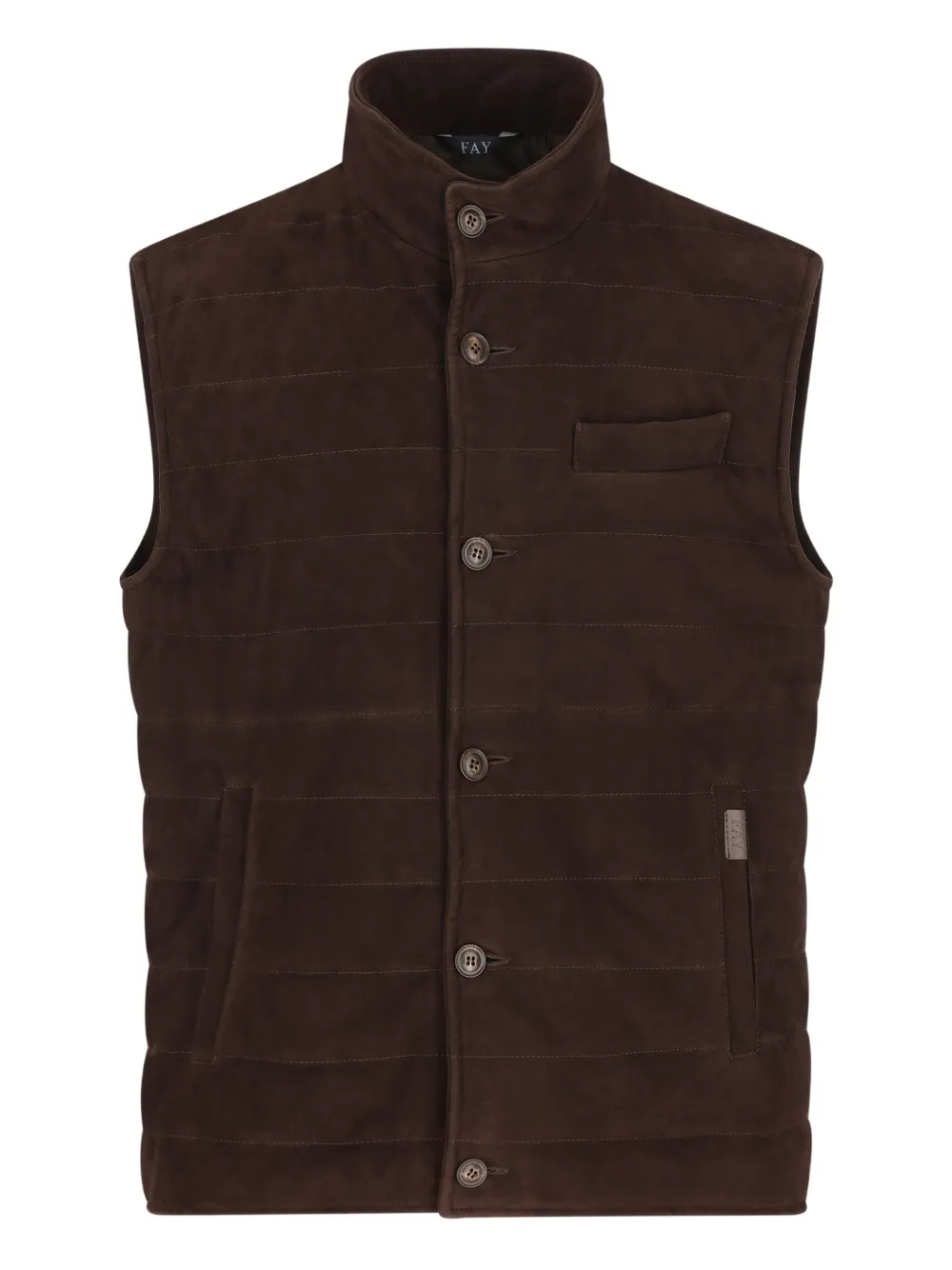 Fay logo-patch suede gilet | Brown | Image 1