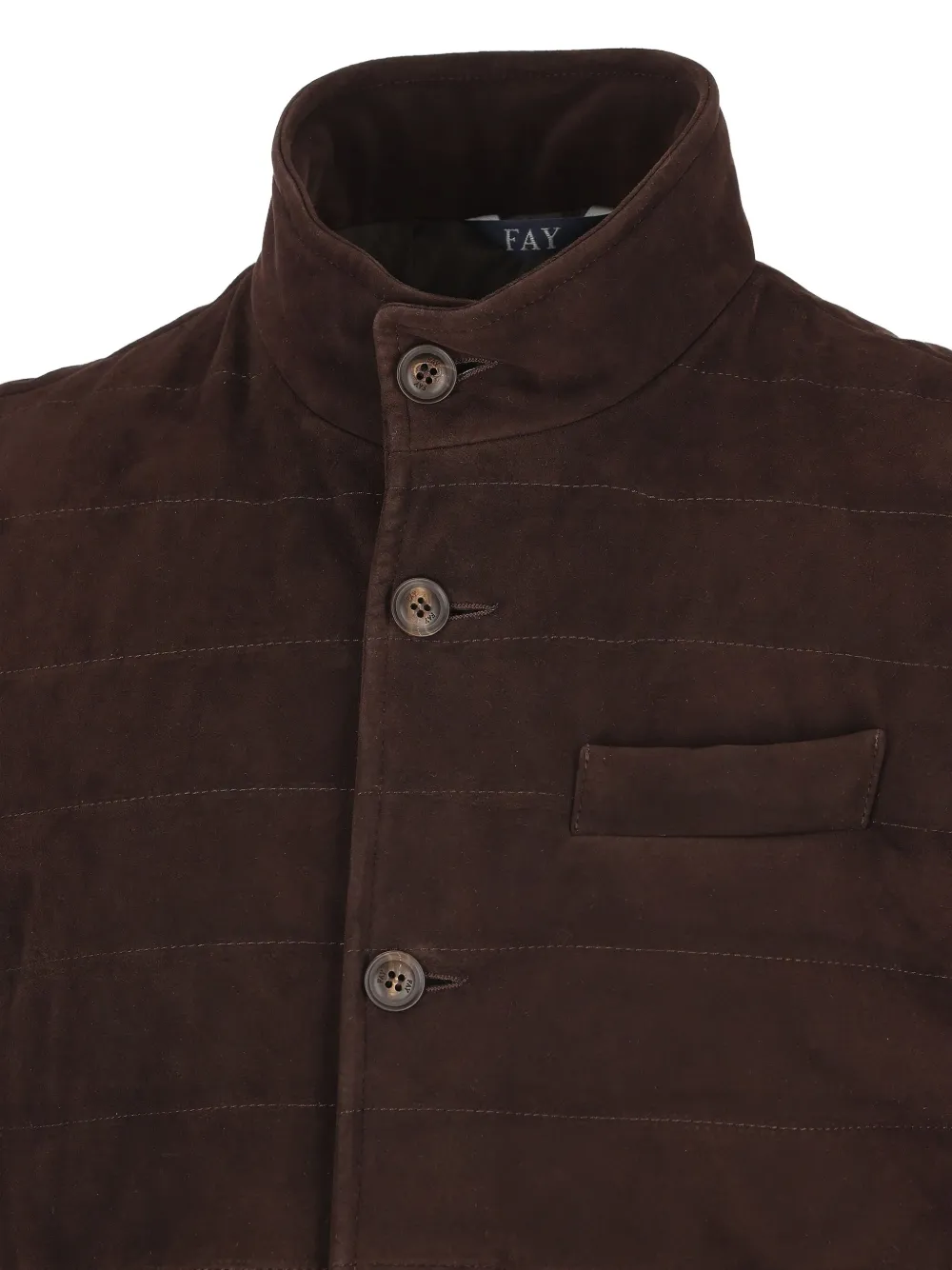 Fay Logo-patch Suede Gilet In Brown