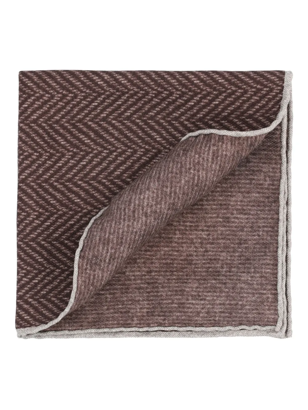 Brunello Cucinelli herringbone-pattern pocket square - Marrone