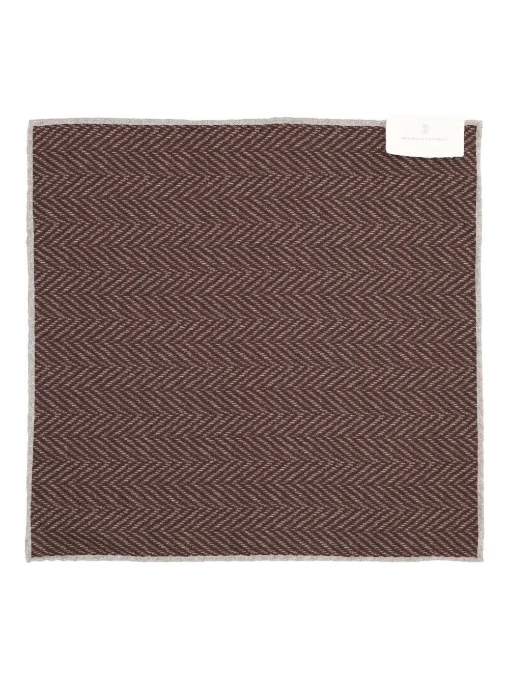Brunello Cucinelli herringbone-pattern pocket square - Bruin