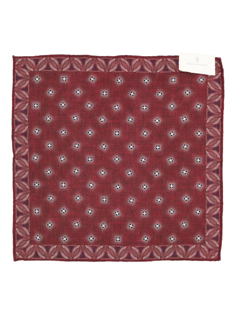 Brunello Cucinelli Geometric-print Pocket Square In Red