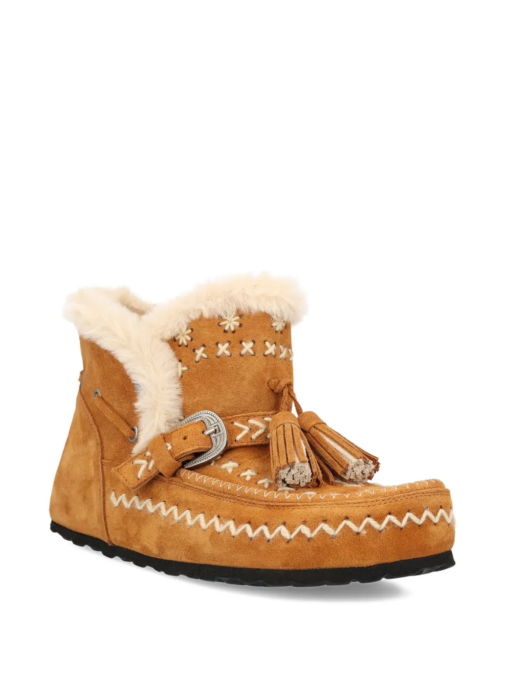 Taji Tassel-embellished Suede Boots In Brown