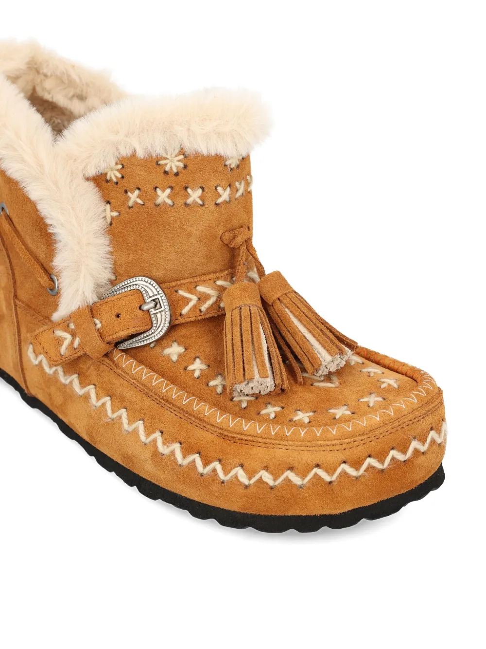 Taji Tassel-embellished Suede Boots In Brown
