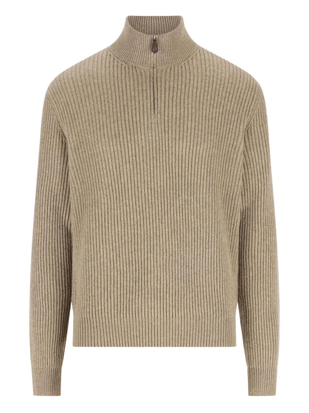 Loro Piana Plane Tree zip-neck ribbed sweater | Neutrals | Image 1