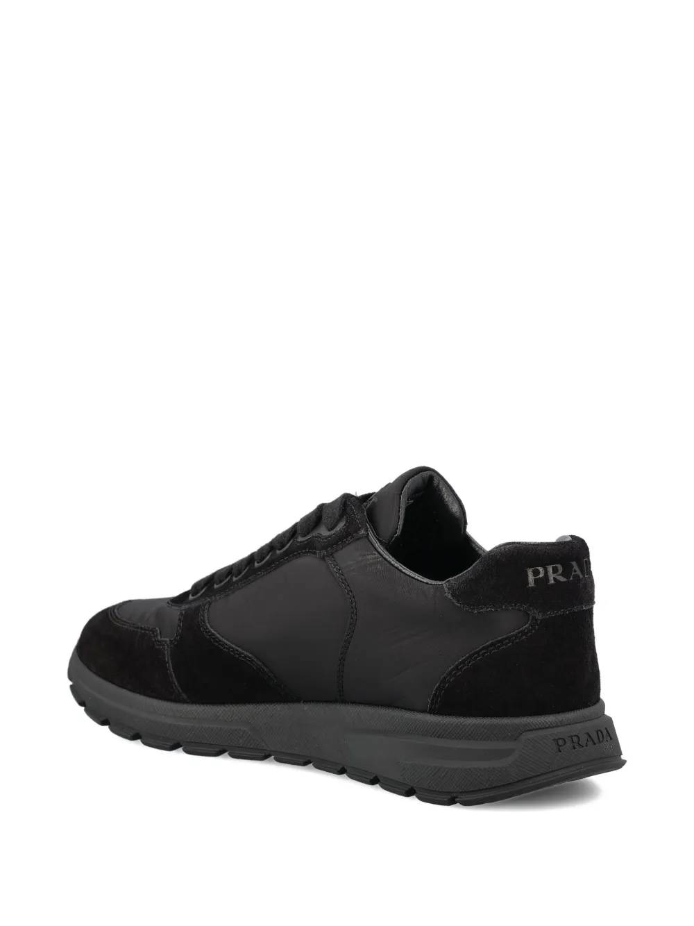 Prada Leren sneakers met logoplakkaat Zwart