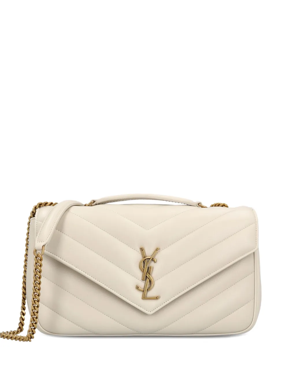 Saint Laurent medium Loulou quilted Cassandre logo shoulder bag - Neutrals