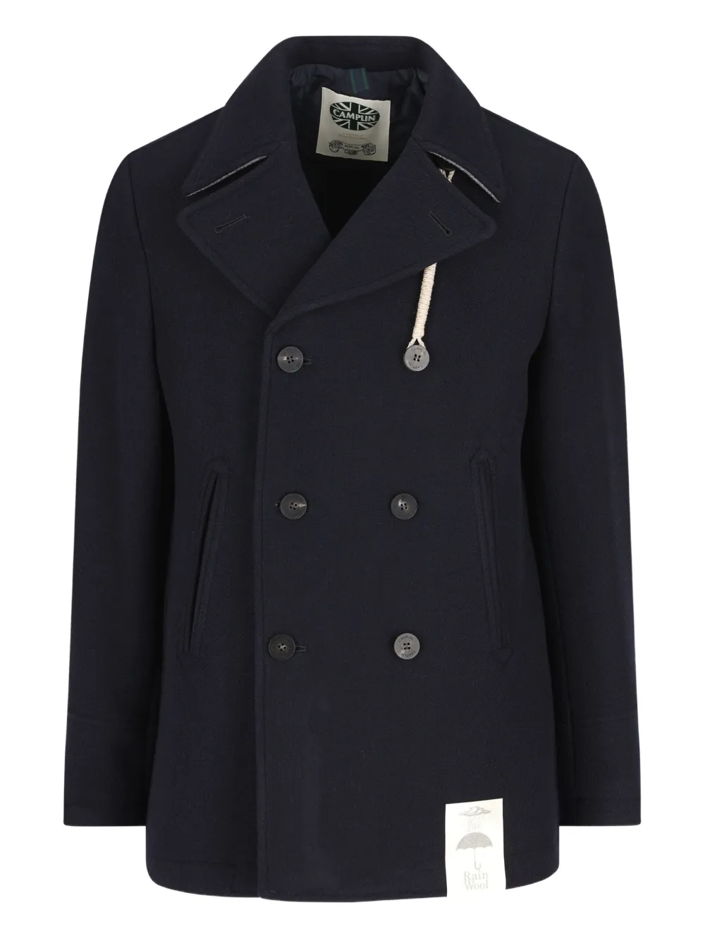 Camplin double-breasted rope-detail peacoat - Blu