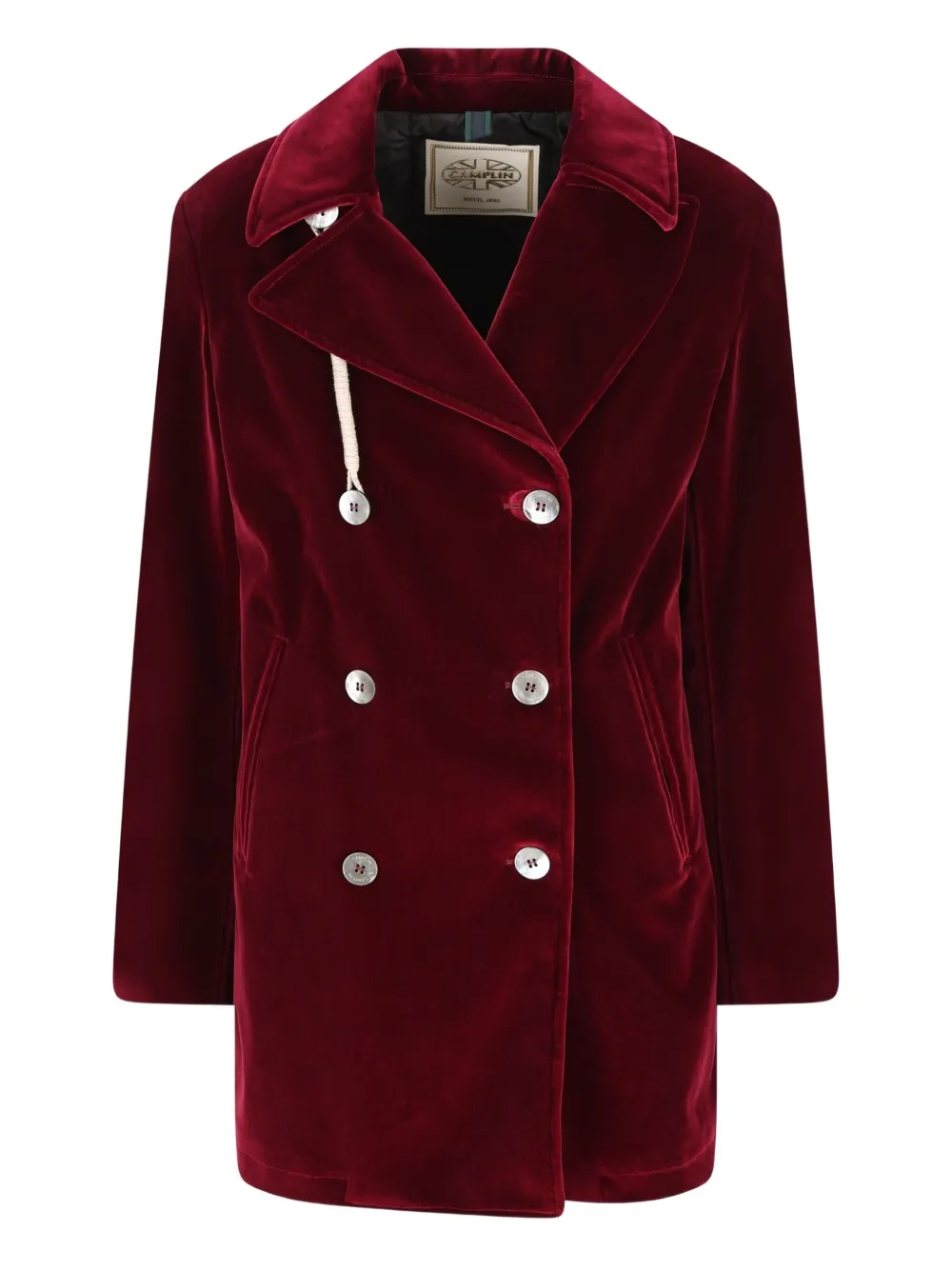 Camplin Double-breasted Velvet Coat In Red