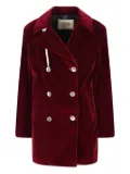 Camplin double-breasted velvet coat - Red