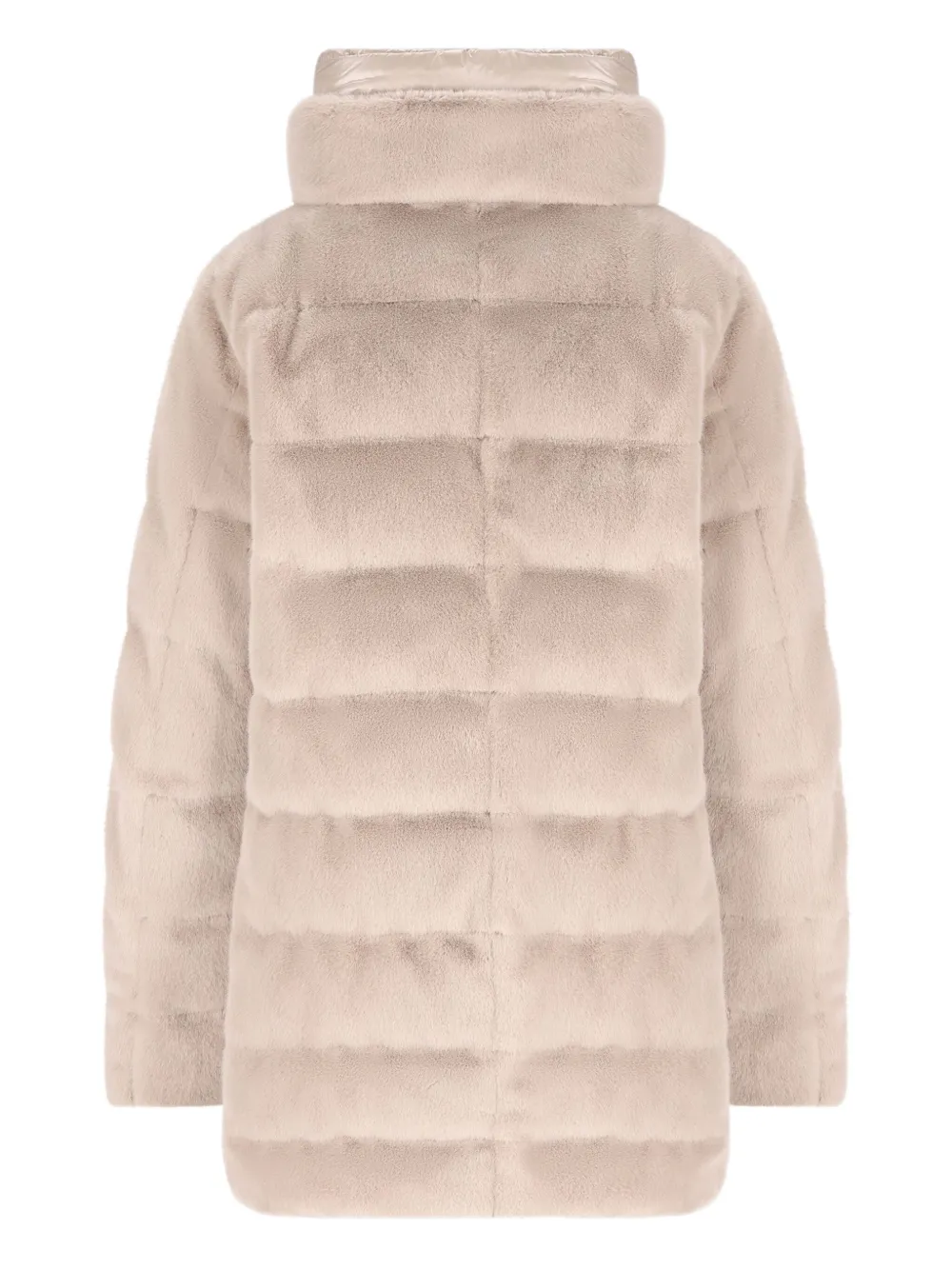 Herno Hooded Long Length Quilted Down Jacket In Neutral