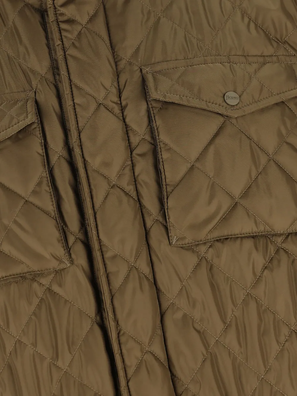 Herno Quilted High-neck Field Jacket In Brown