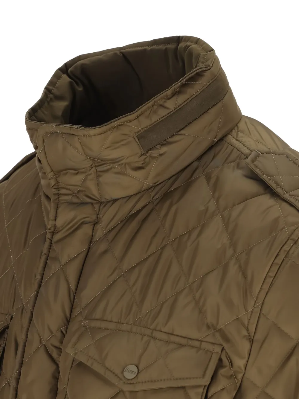 Herno Quilted High-neck Field Jacket In Brown