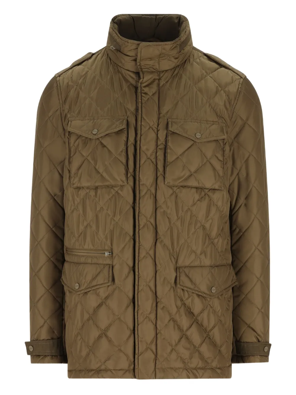 Herno Quilted High-neck Field Jacket In Brown