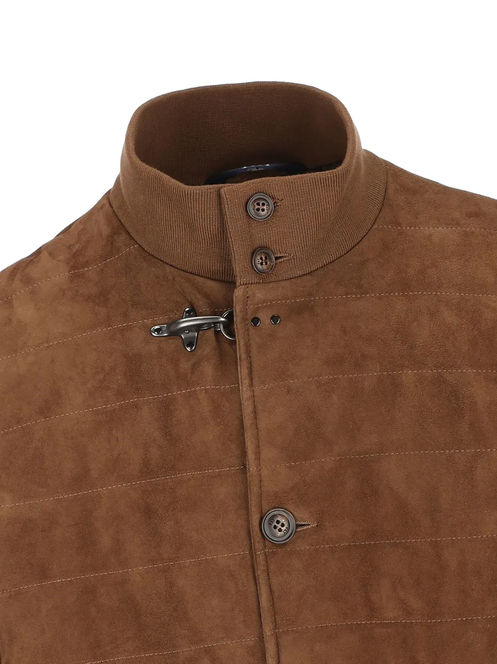 Fay Quilted-pattern Suede Bomber Jacket In Brown
