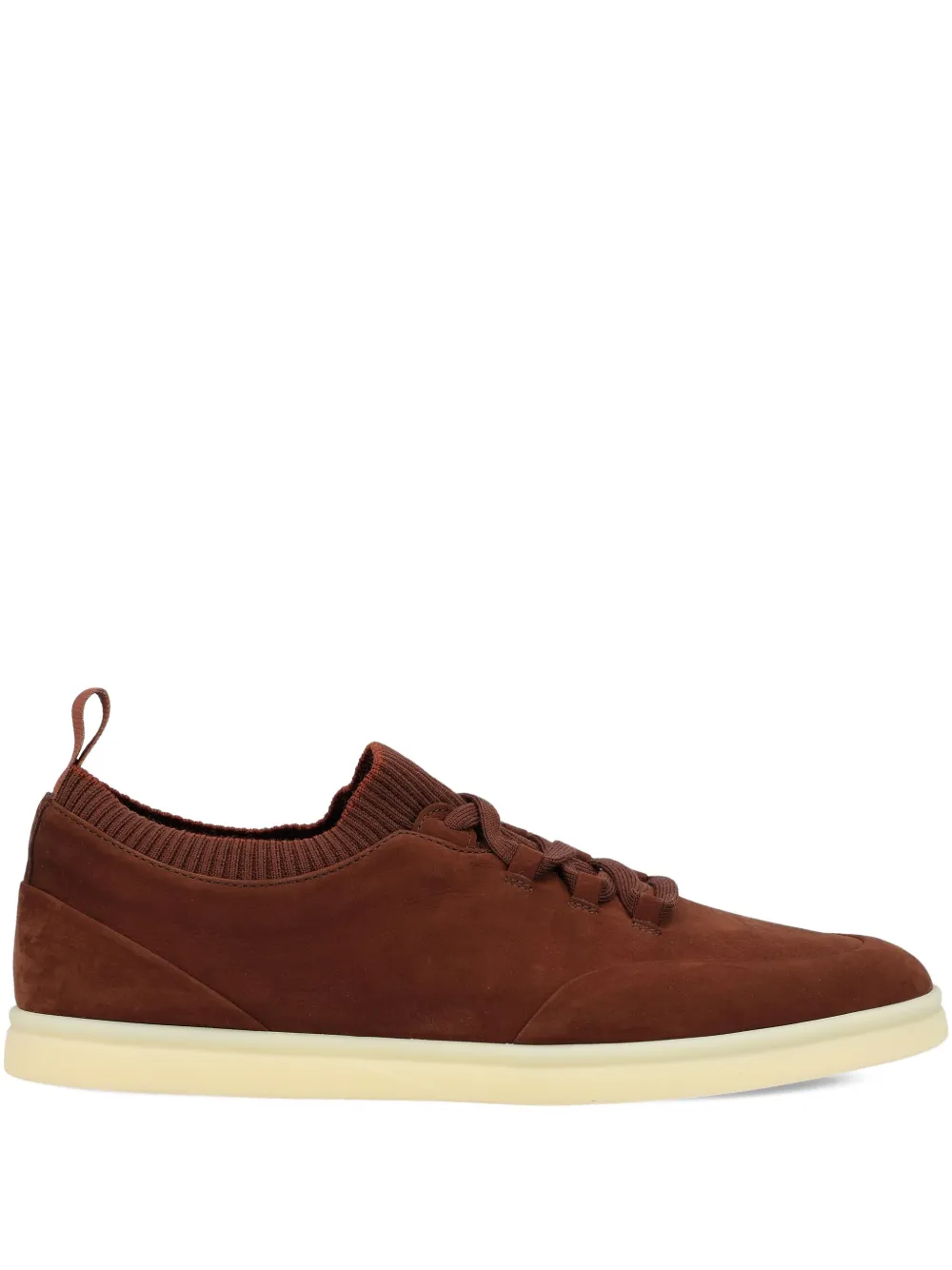 Loro Piana leather knitted-collar sneakers Brown