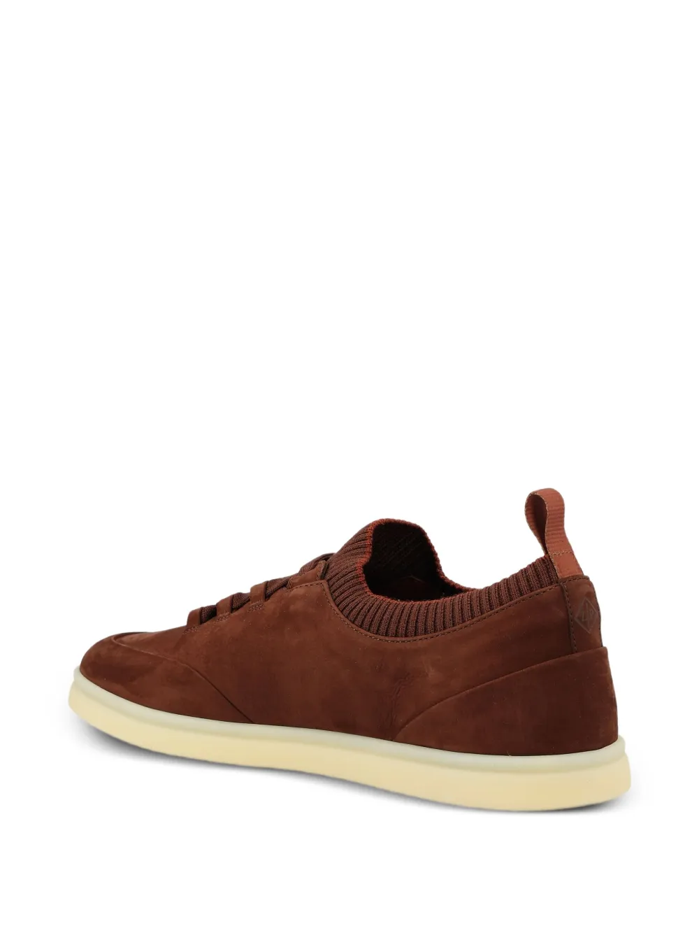 Loro Piana Leren sneakers met gebreide kraag Bruin