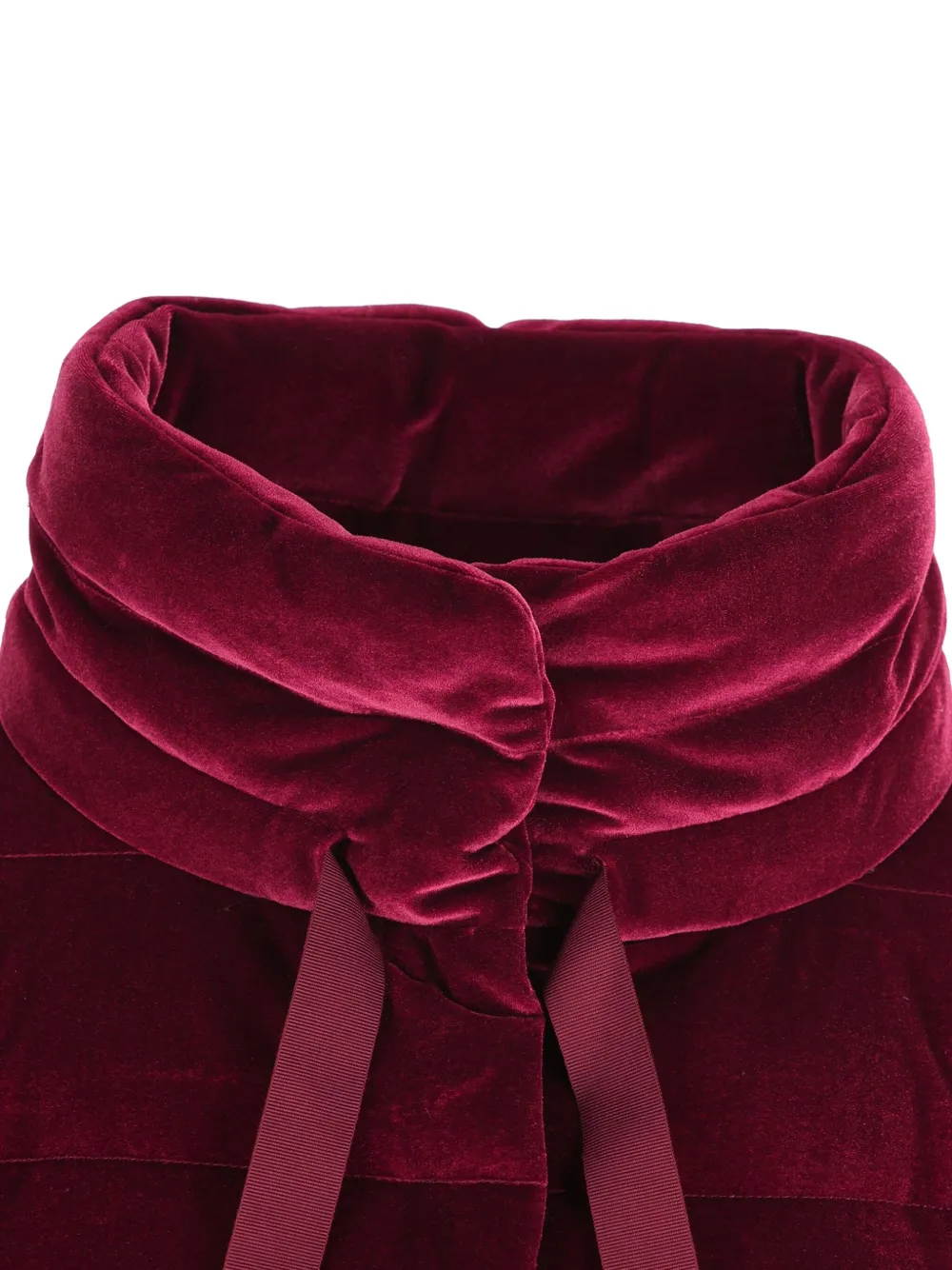 Herno Luxurious Quilted Velvet High Collar Jacket In Burgundy