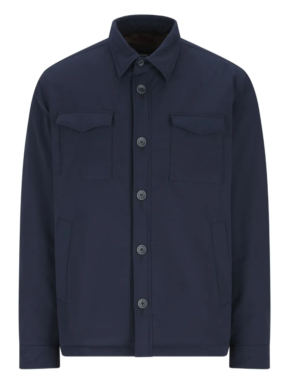 Herno Flap-pocket Buttoned Overshirt In Blue